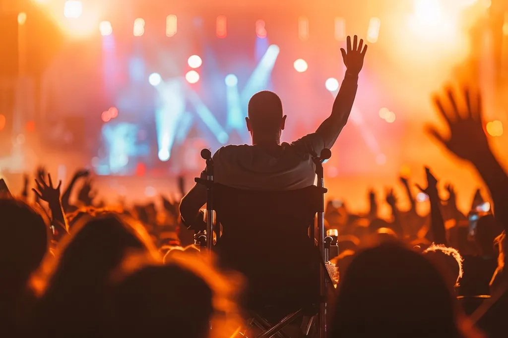 Man in a wheelchair at a concert