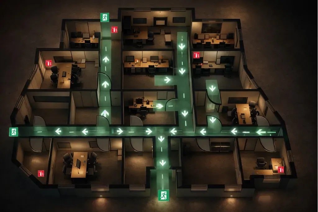 A bespoke emergency lighting building layout