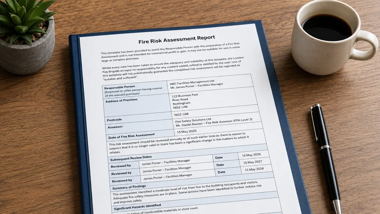 a fire risk assessment report for a hotel
