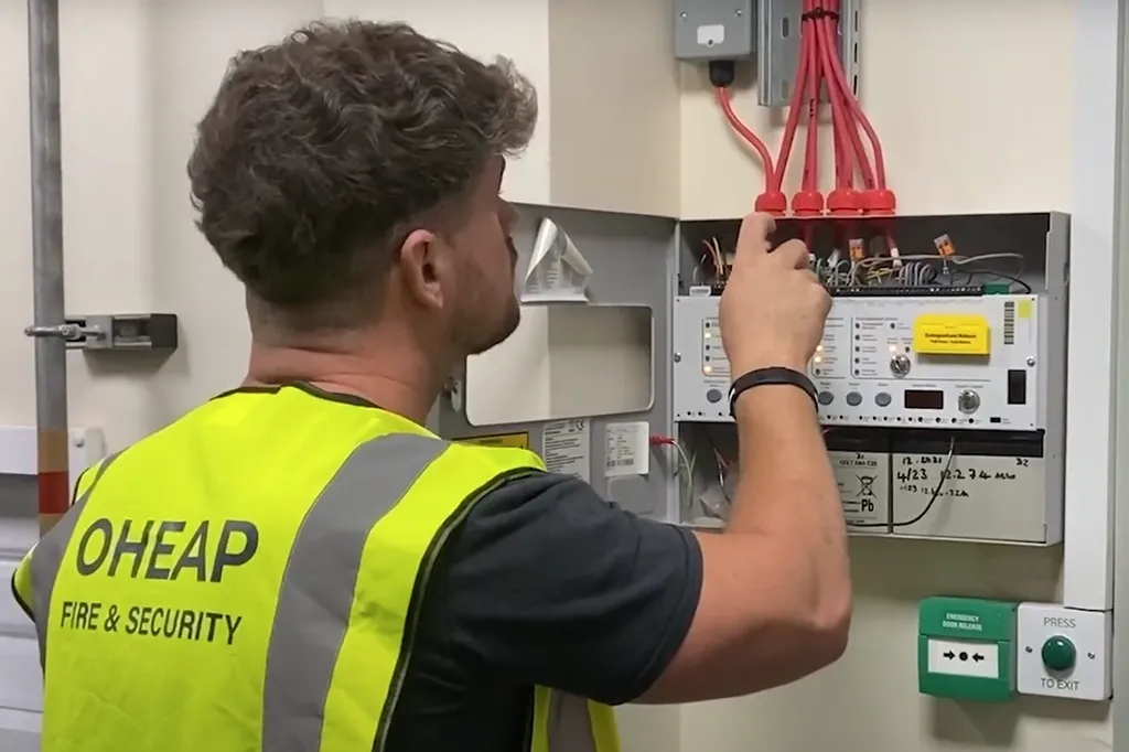 OHEAP engineer installing a fire suppression system