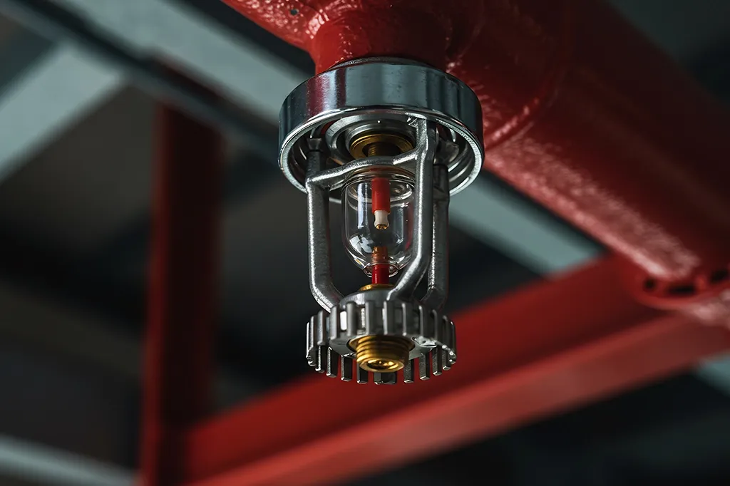 Close-up of a water mist fire suppression system