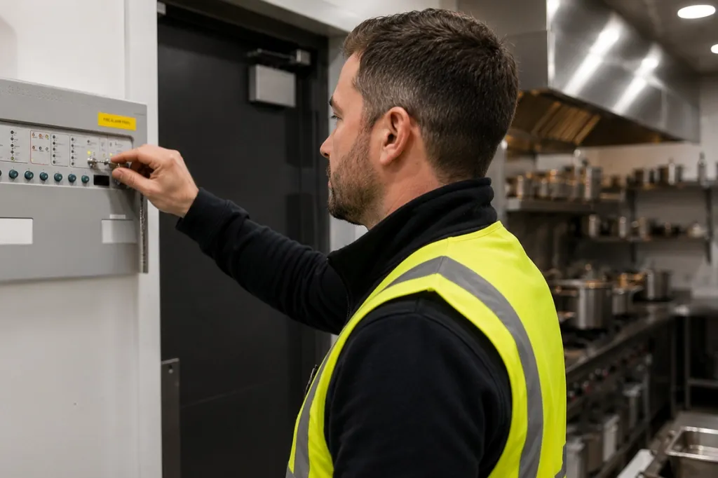 Fire alarm servicing for kitchens