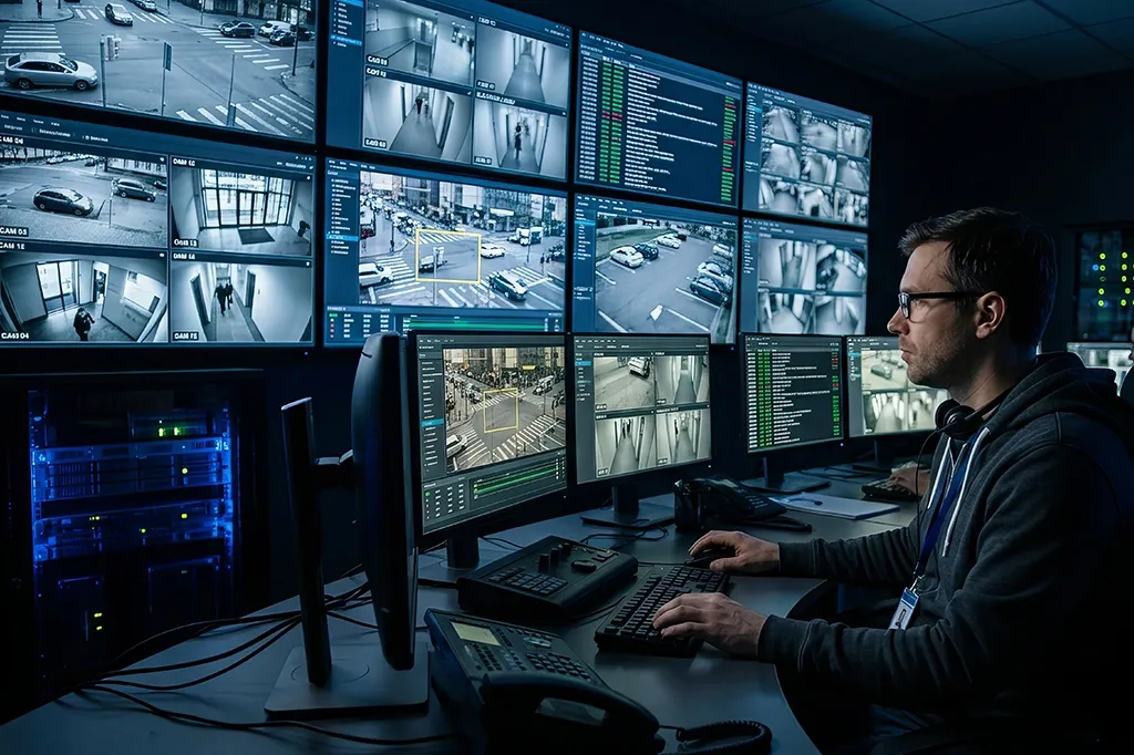 A man monitoring CCTV