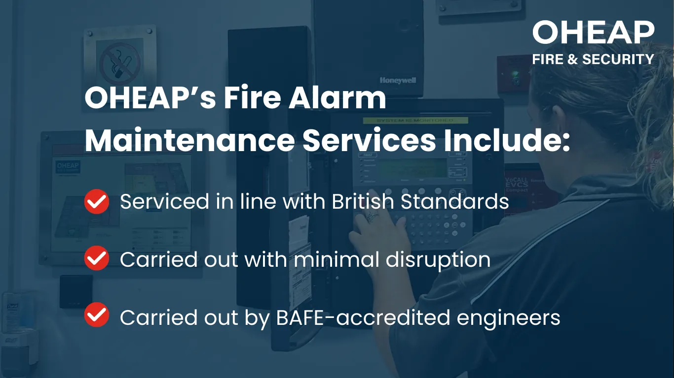 Infographic showing fire alarm services to maximise fire safety