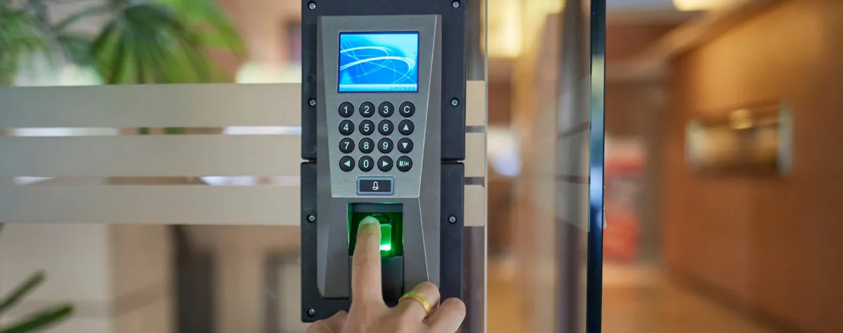 An access control activated by a finger print scanner