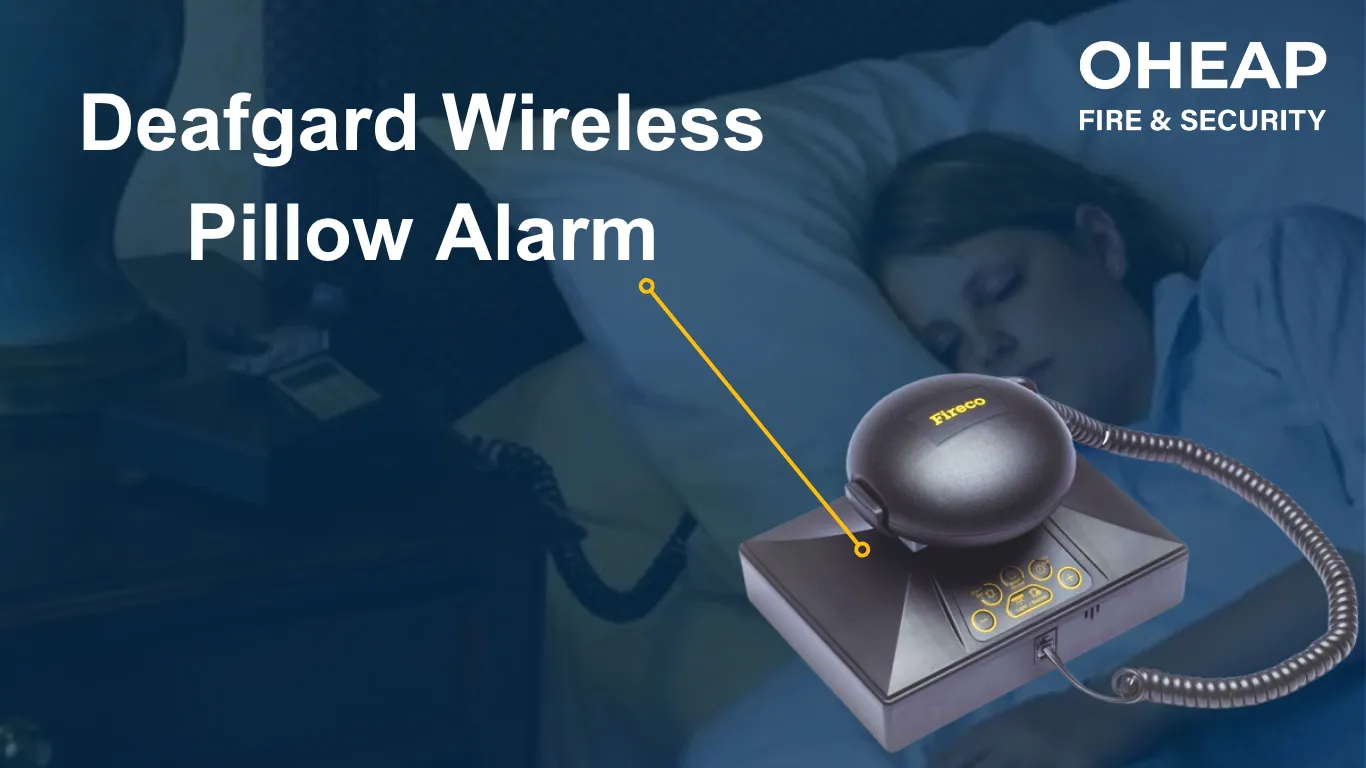 Infographic of a wireless deaf pillow fire alarm