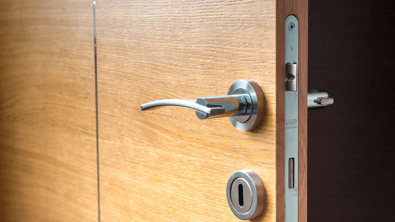 Commercial fire door open ajar