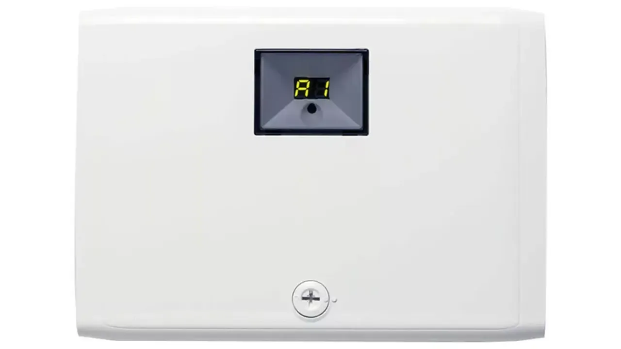 a white box with an analogue screen displaying A 1