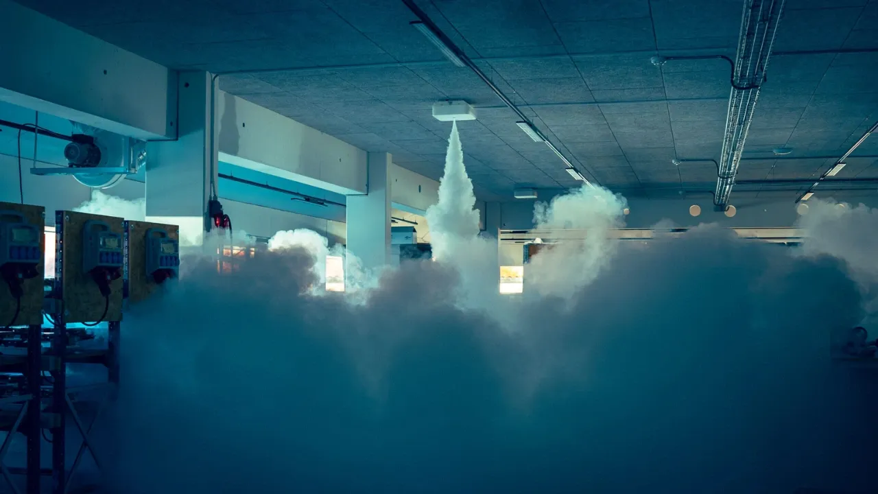 A room filling with security fog