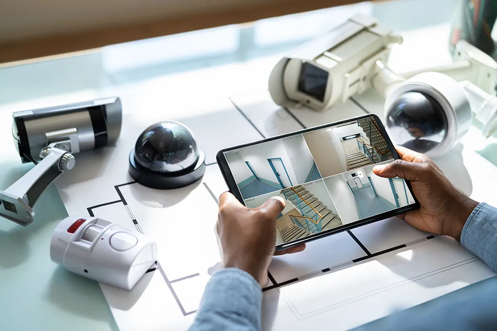Different types of cctv cameras being remotely monitored